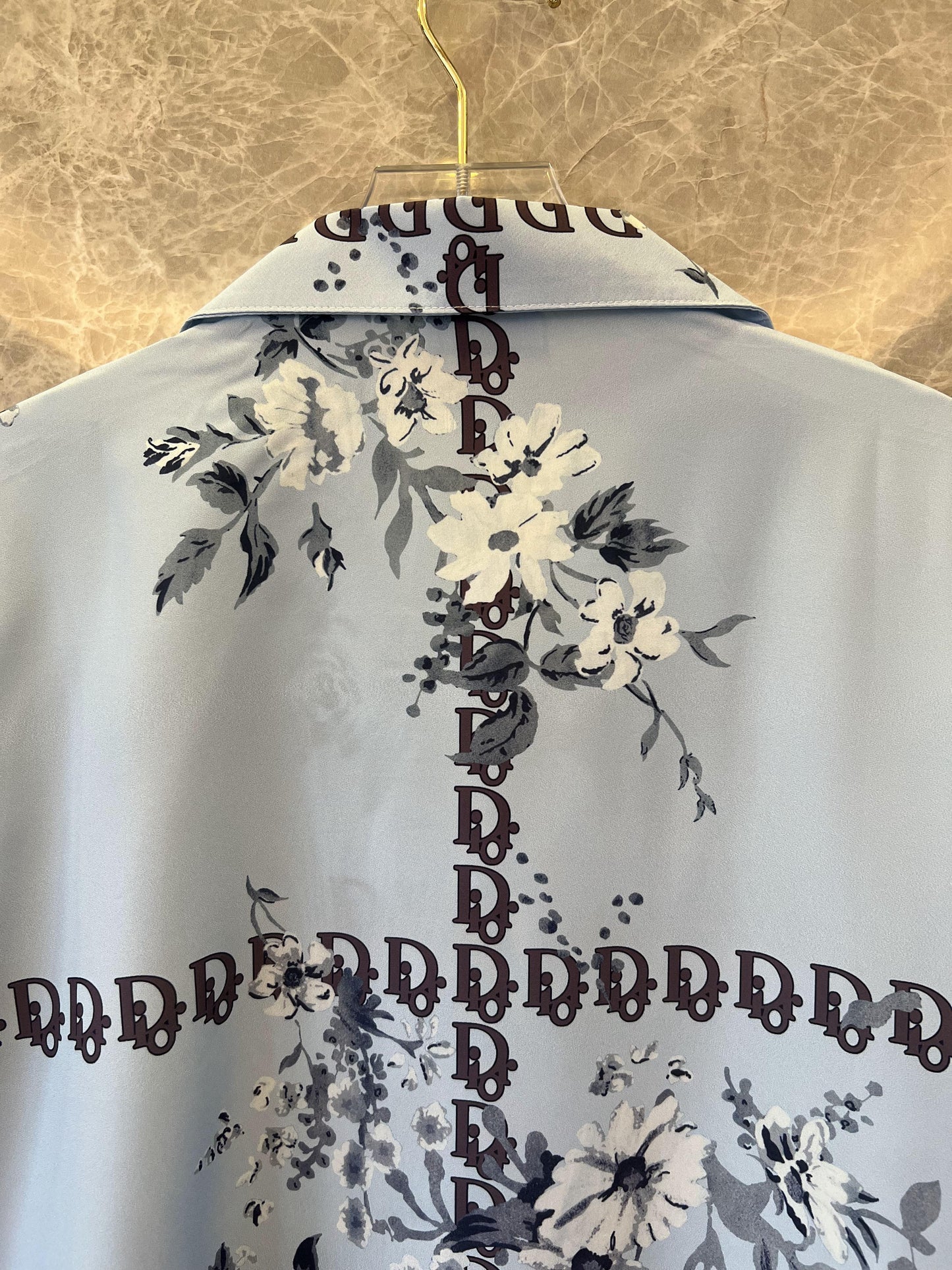 Camisa de manga corta de seda con monograma floral para hombre de Dior