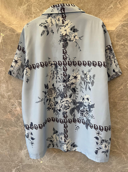 Camisa de manga corta de seda con monograma floral para hombre de Dior
