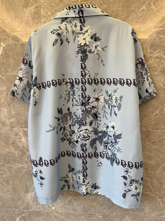 Camisa de manga corta de seda con monograma floral para hombre de Dior