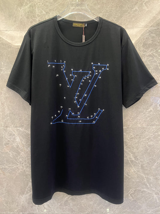 Camiseta negra con el logotipo de puntos unidos de Louis Vuitton