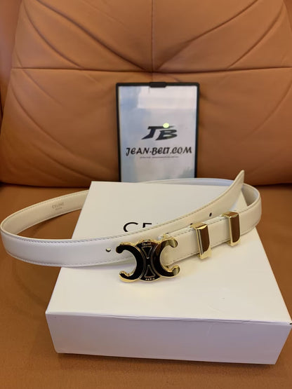 Celine Triomphe Belt in Smooth Calfskin with Gold Buckle – Available in White and Black