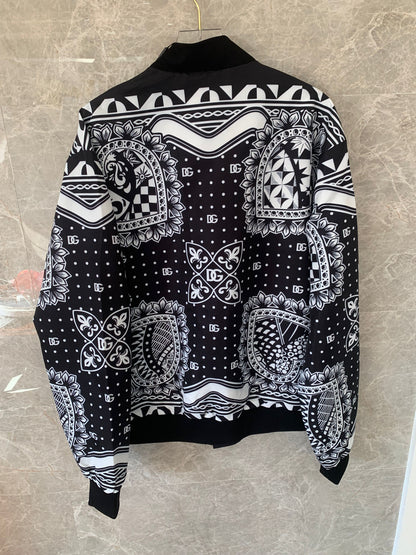 Dolce & Gabbana monochrome bandana print bomber jacket