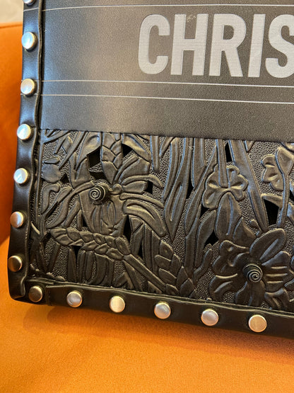 Dior book tote black pressed flowers