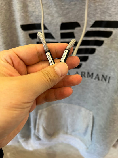 Conjunto de moletom cinza com capuz e calça jogger Emporio Armani