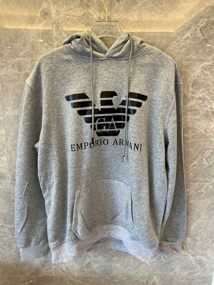 Conjunto de moletom cinza com capuz e calça jogger Emporio Armani