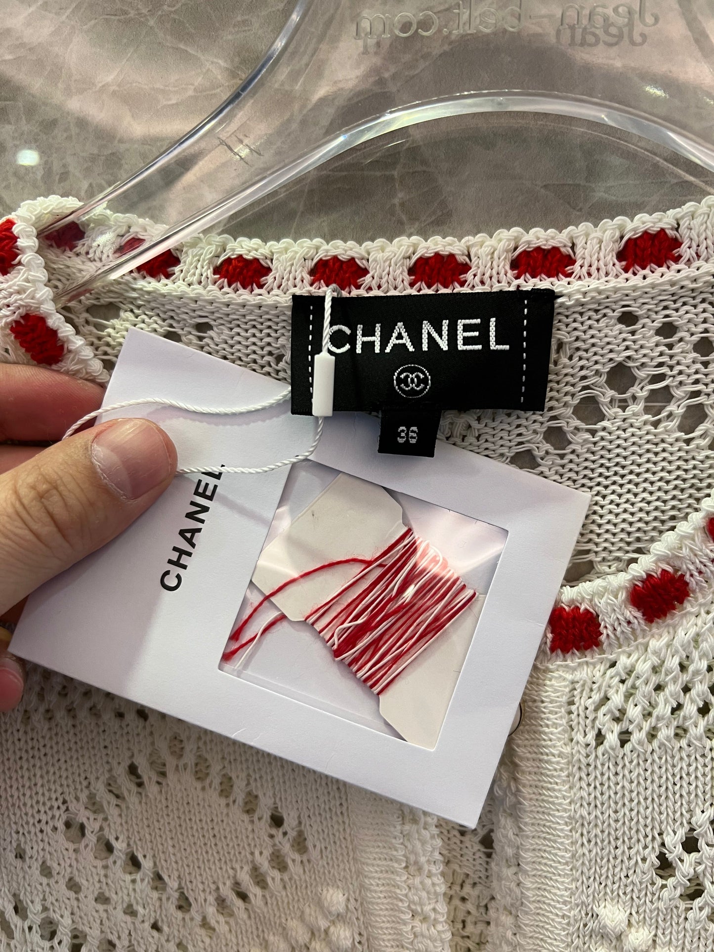 Chanel white Knitted Cardigan with Red Accents