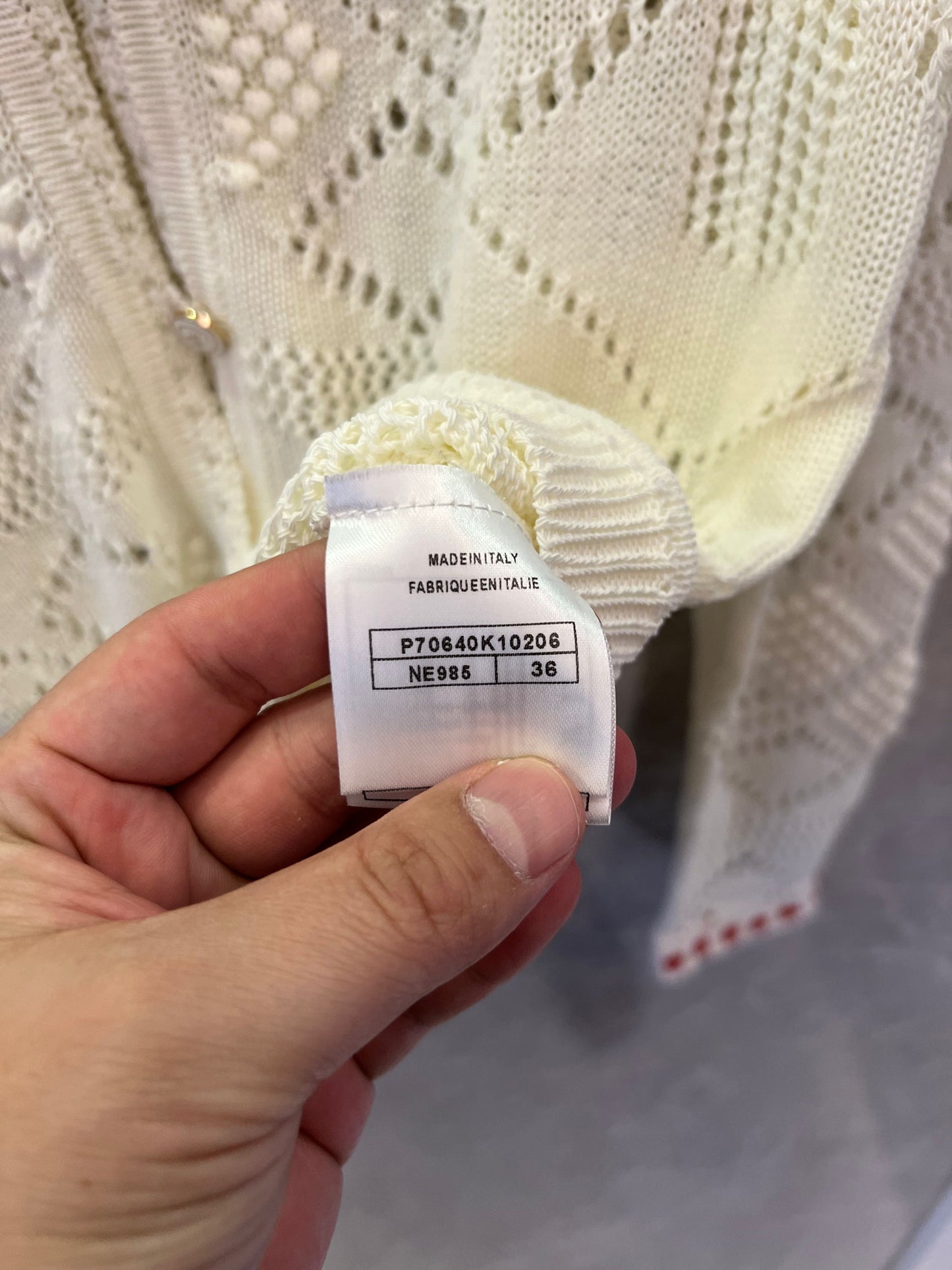 Chanel white Knitted Cardigan with Red Accents