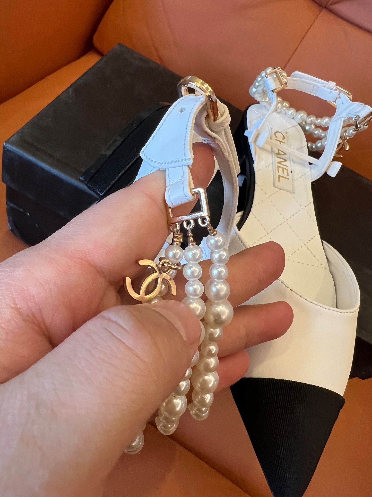 Chanel Pearl and Lambskin Slingback