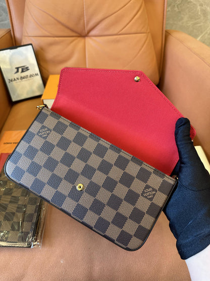 Louis Vuitton bolsa crossbody felicie damier ebene pochette Marrom
