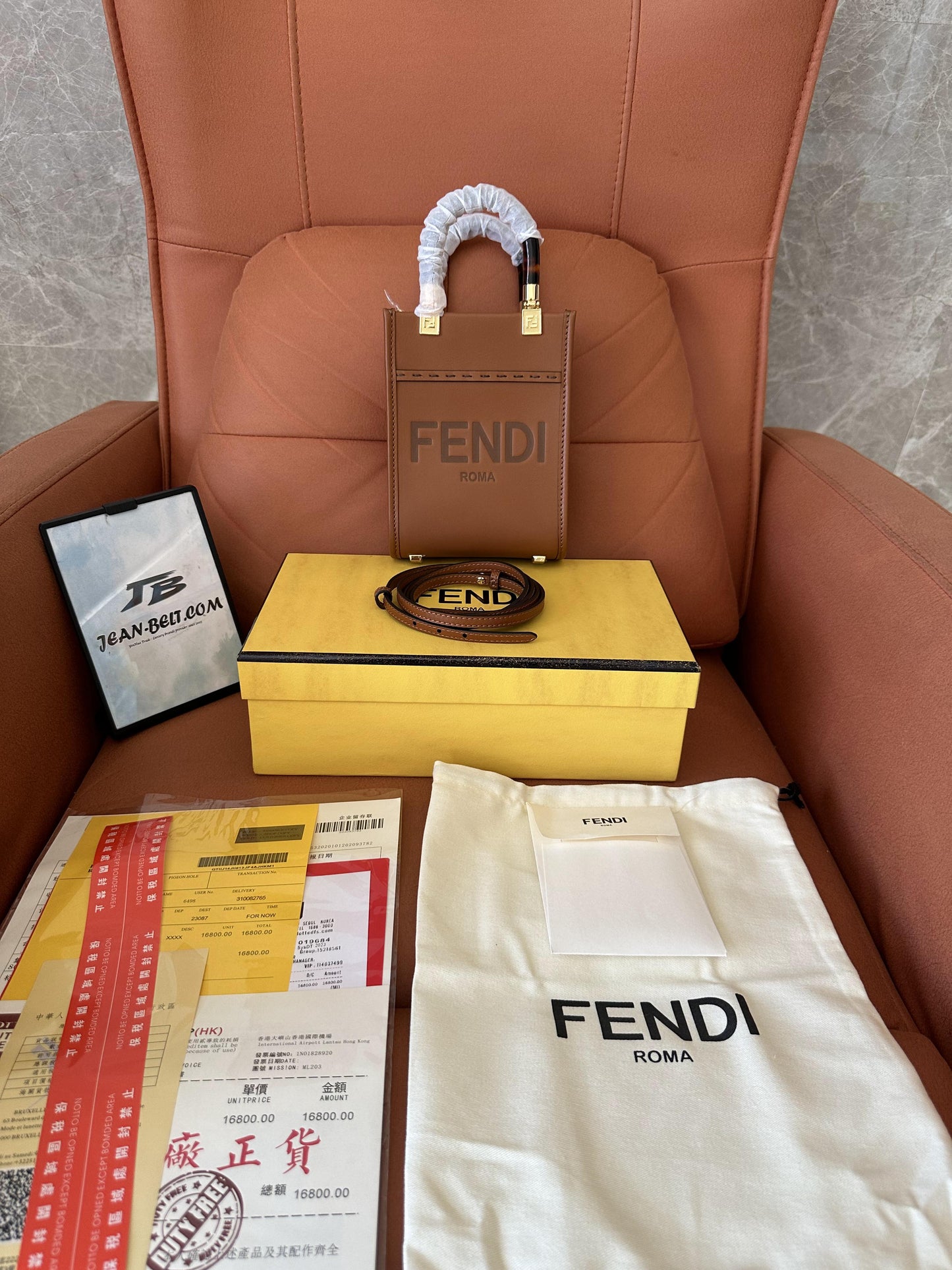 Bolsa de couro Fendi mini sunshine shopper