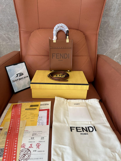 Bolsa de couro Fendi mini sunshine shopper