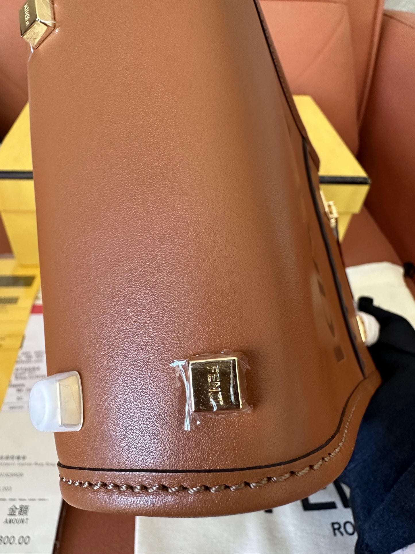 Bolsa de couro Fendi mini sunshine shopper