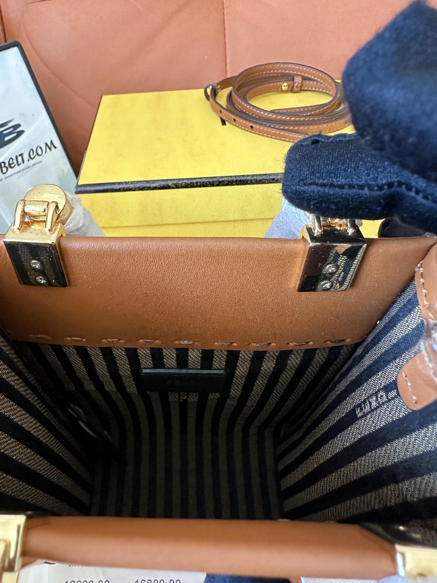 Bolsa de couro Fendi mini sunshine shopper