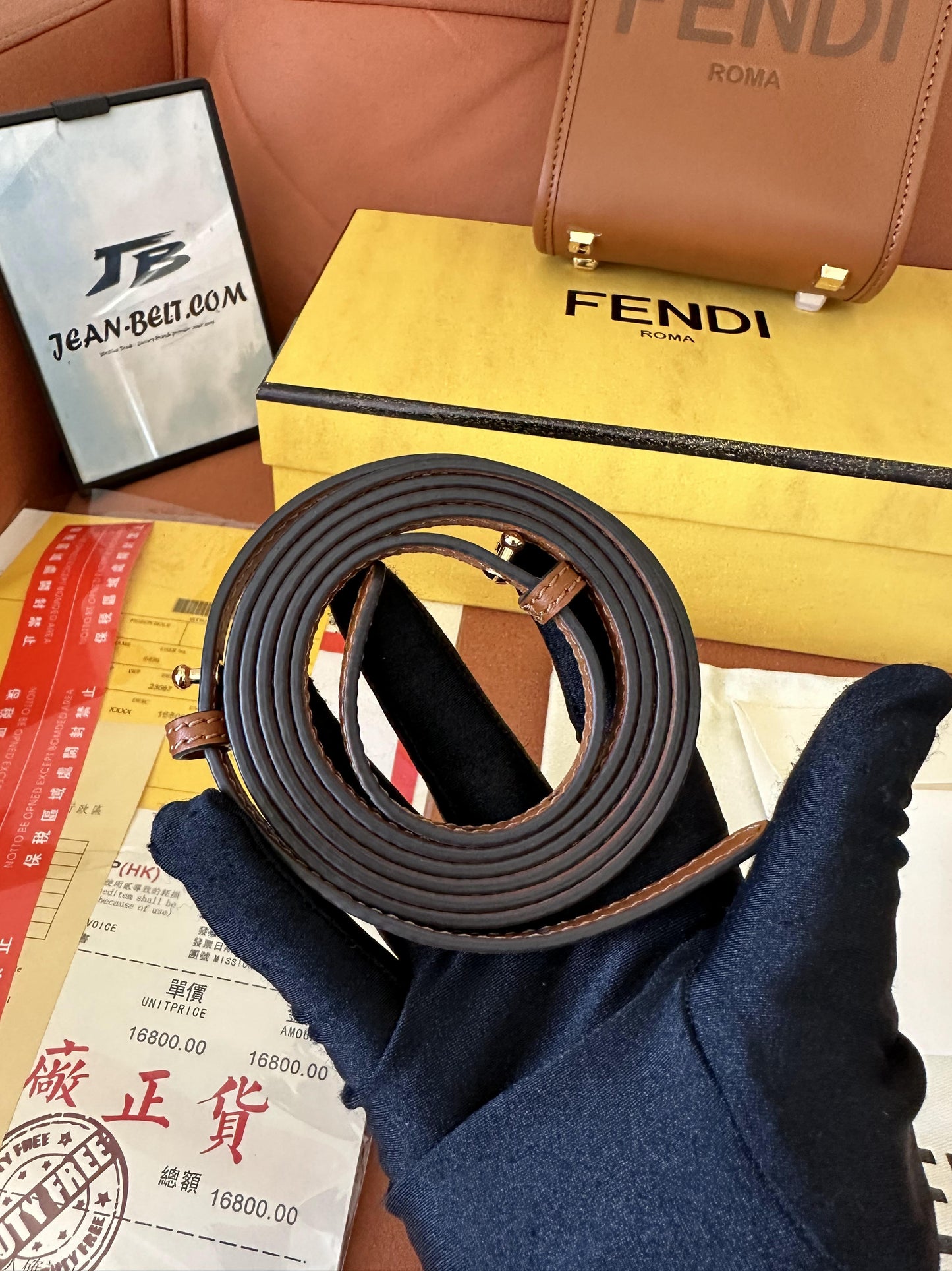 Bolsa de couro Fendi mini sunshine shopper