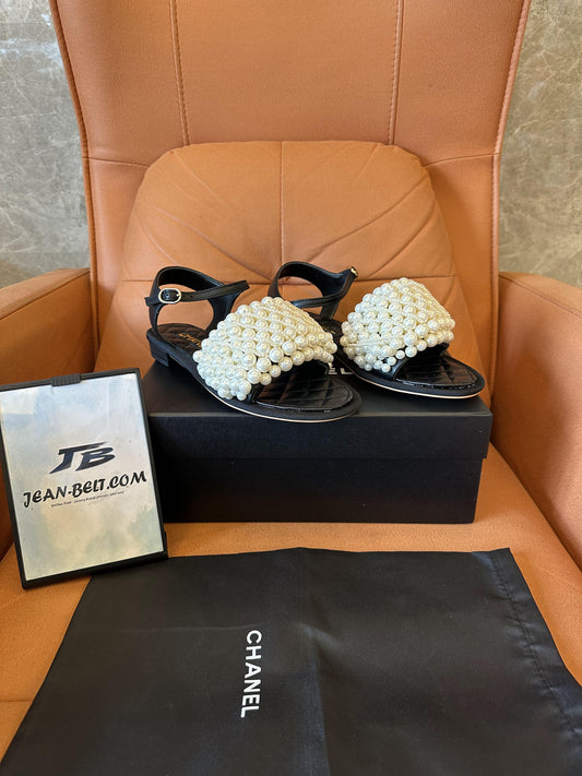 Chanel Pearl Woven Sandals