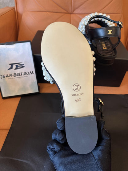 Chanel Pearl Woven Sandals