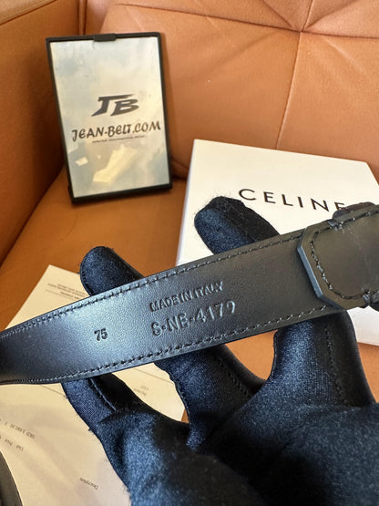 Celine Triomphe Belt in Smooth Calfskin with Gold Buckle – Available in White and Black