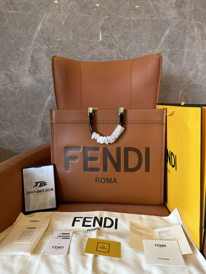 Tote sunshine Fendi grand / petit marron