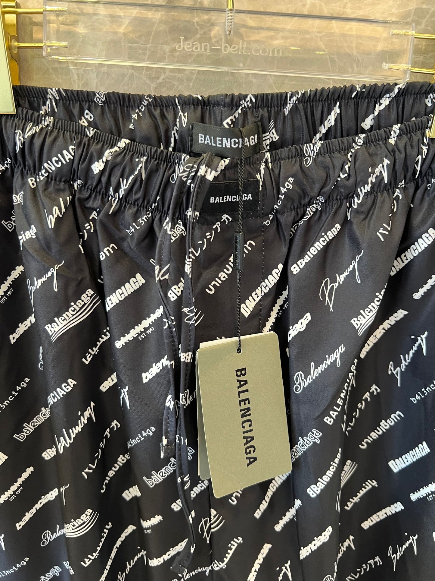 Balenciaga All-Over Logo Track Pants in Black