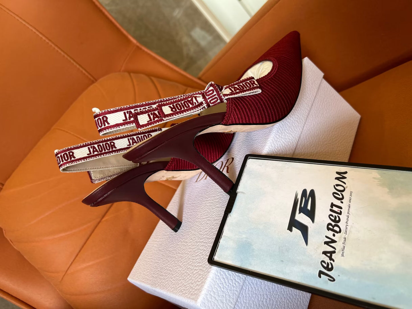 Christian Dior Burgundy Embroidered Cotton Ja'dior Sabot de Salto Slingback