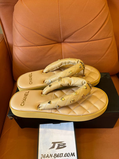 Chanel Quilted Beige Sandals