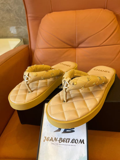 Chanel Quilted Beige Sandals