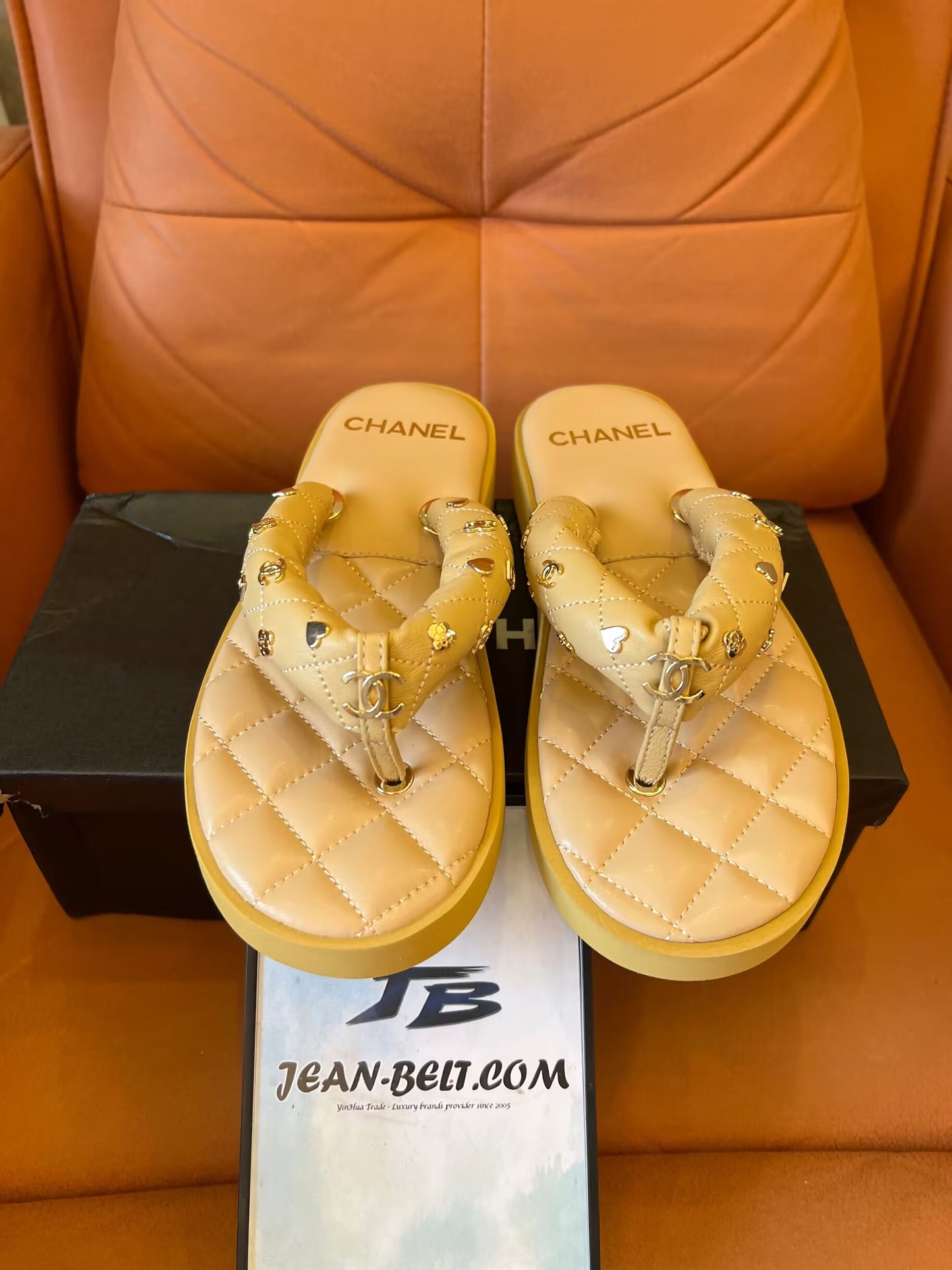 Chanel Quilted Beige Sandals