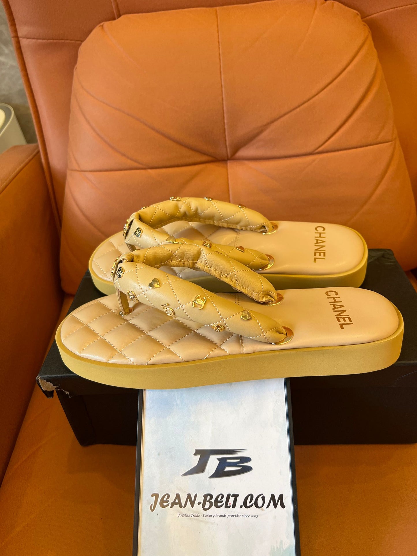 Chanel Quilted Beige Sandals