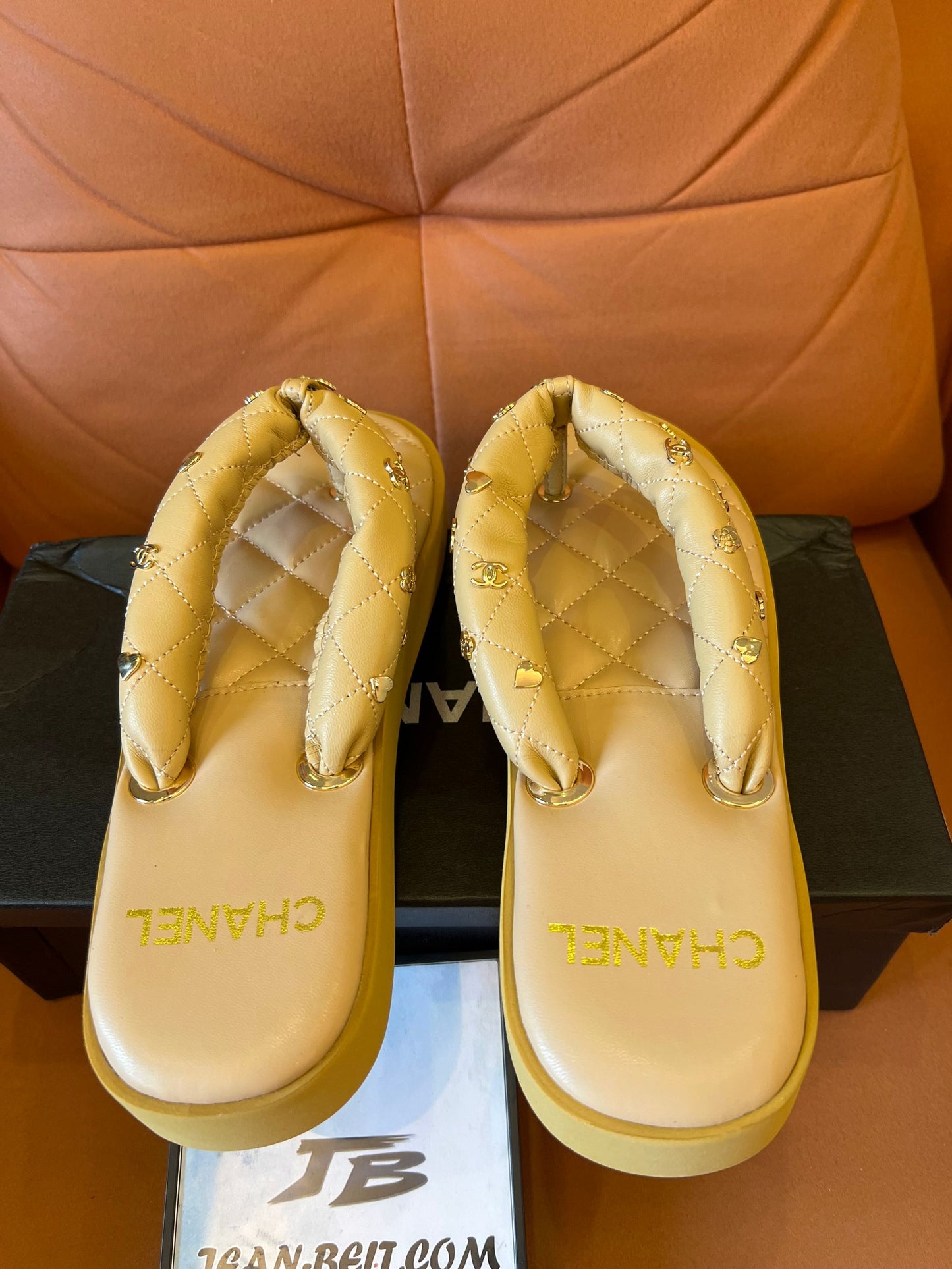 Chanel Quilted Beige Sandals