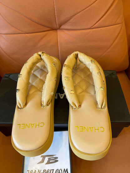 Chanel Quilted Beige Sandals