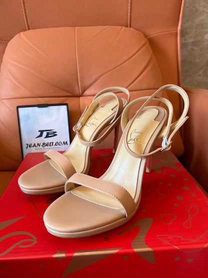 Zapatos de mujer Christian Louboutin Loubigirl 100 en piel napa color rubor
