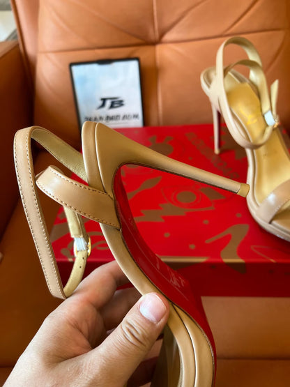 Zapatos de mujer Christian Louboutin Loubigirl 100 en piel napa color rubor