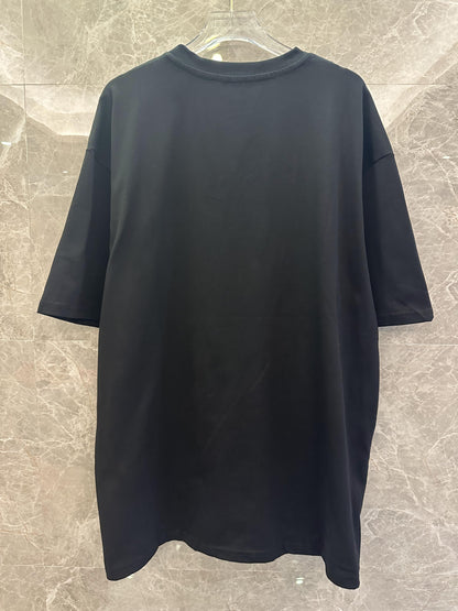 Burberry Black T-shirt with Knight Graphic and Iconic Check Half-Moon Design