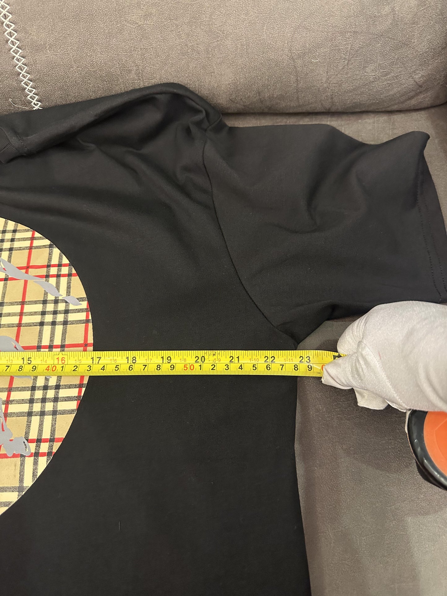 Burberry Black T-shirt with Knight Graphic and Iconic Check Half-Moon Design