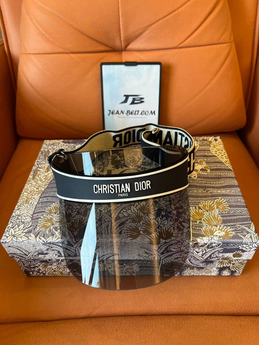 Viseira Christian Dior Preta e Cinzenta – Banda Ajustável