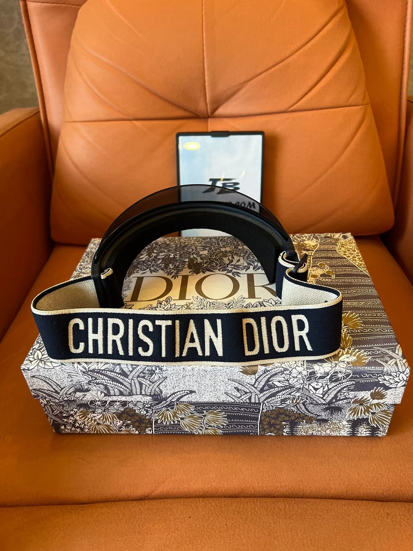 Christian Dior Black and Grey Visor Shield – Adjustable Headband