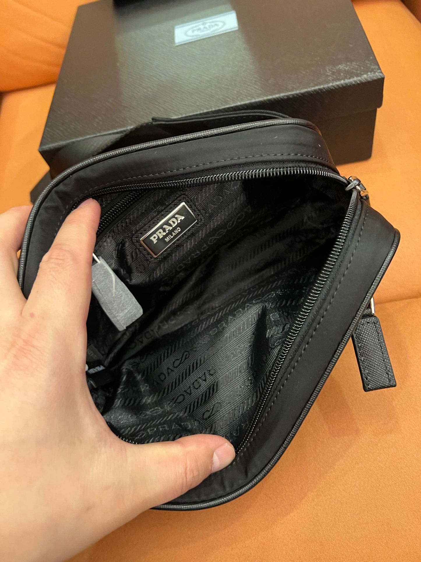 Bolsa de cinto Prada nylon tessuto preta