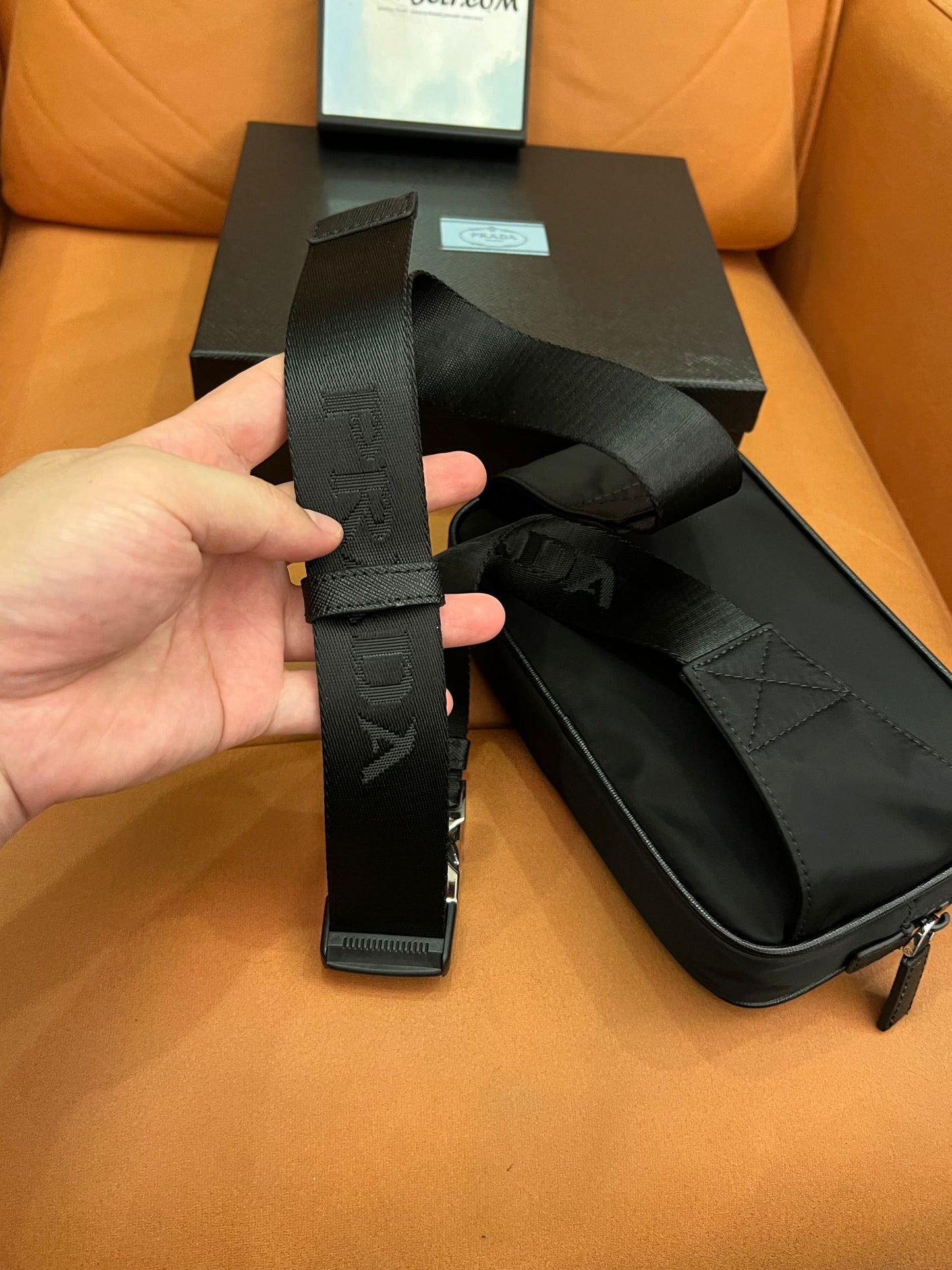Bolsa de cinto Prada nylon tessuto preta