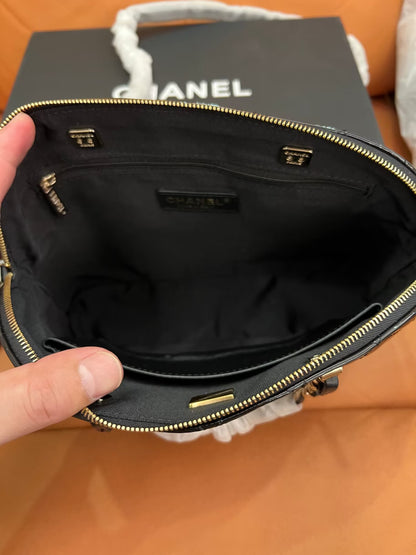 Chanel Patent Quilted Shiny Coco Small Shopping Bag Black