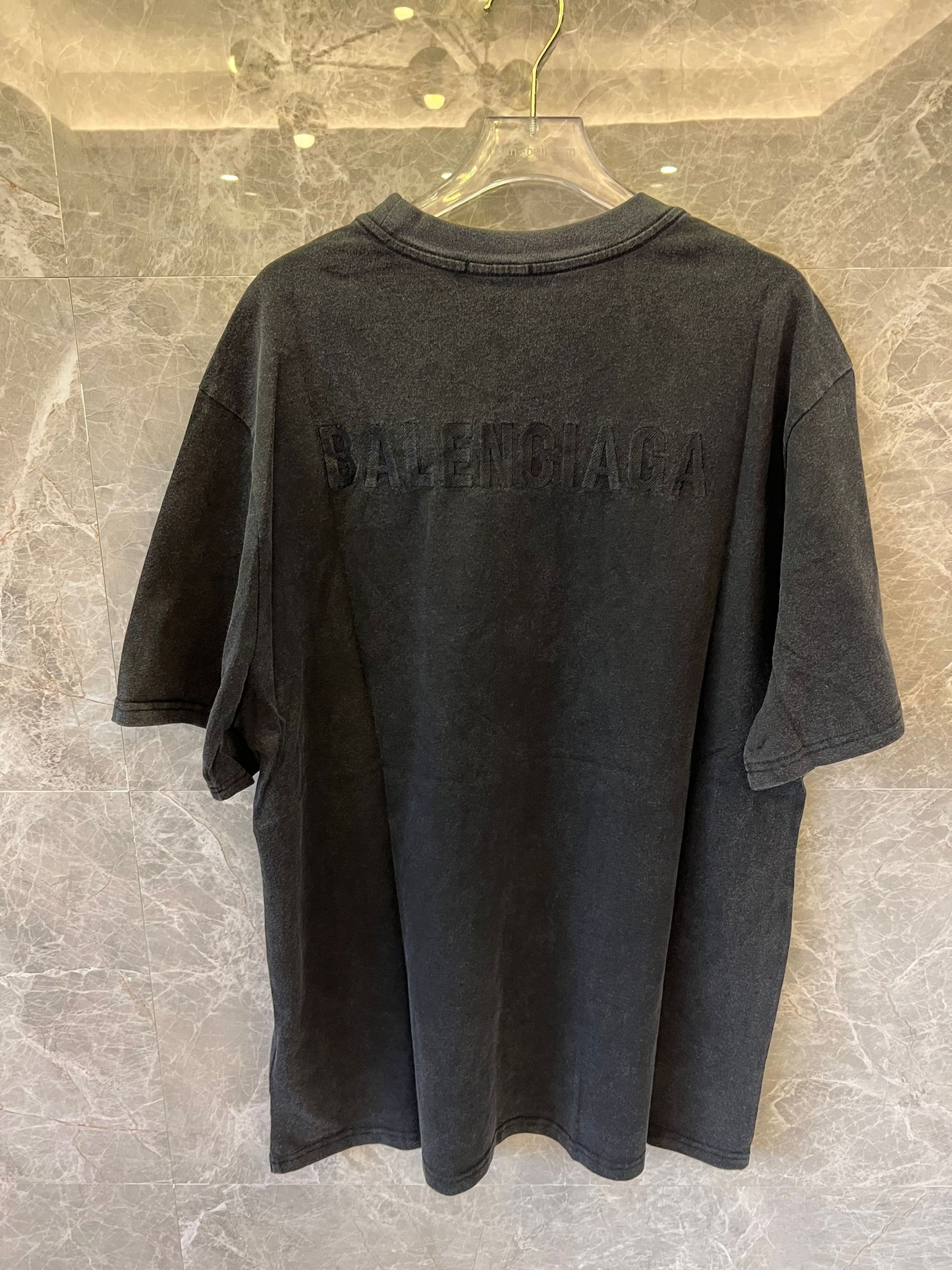 Balenciaga Gray T-shirt with Subtle Front and Back Logo