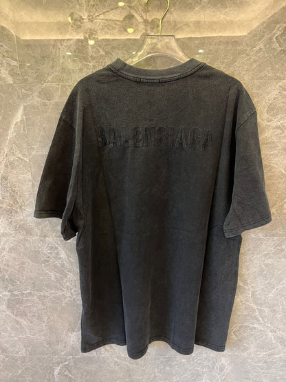 Balenciaga Gray T-shirt with Subtle Front and Back Logo