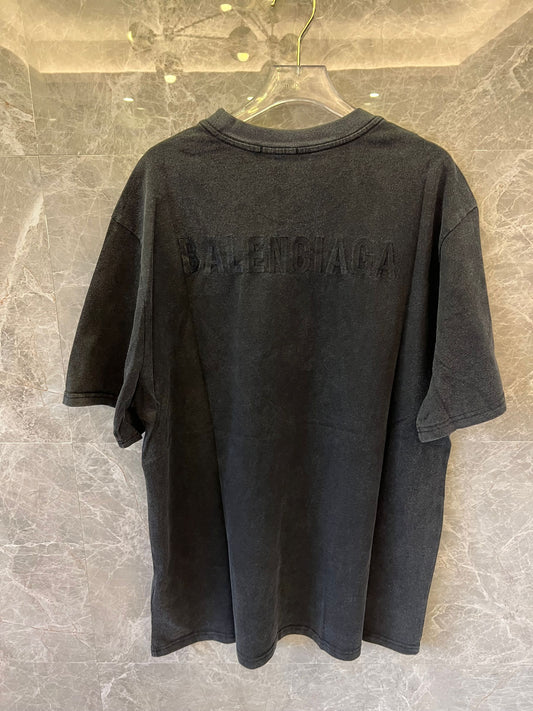 Balenciaga Gray T-shirt with Subtle Front and Back Logo