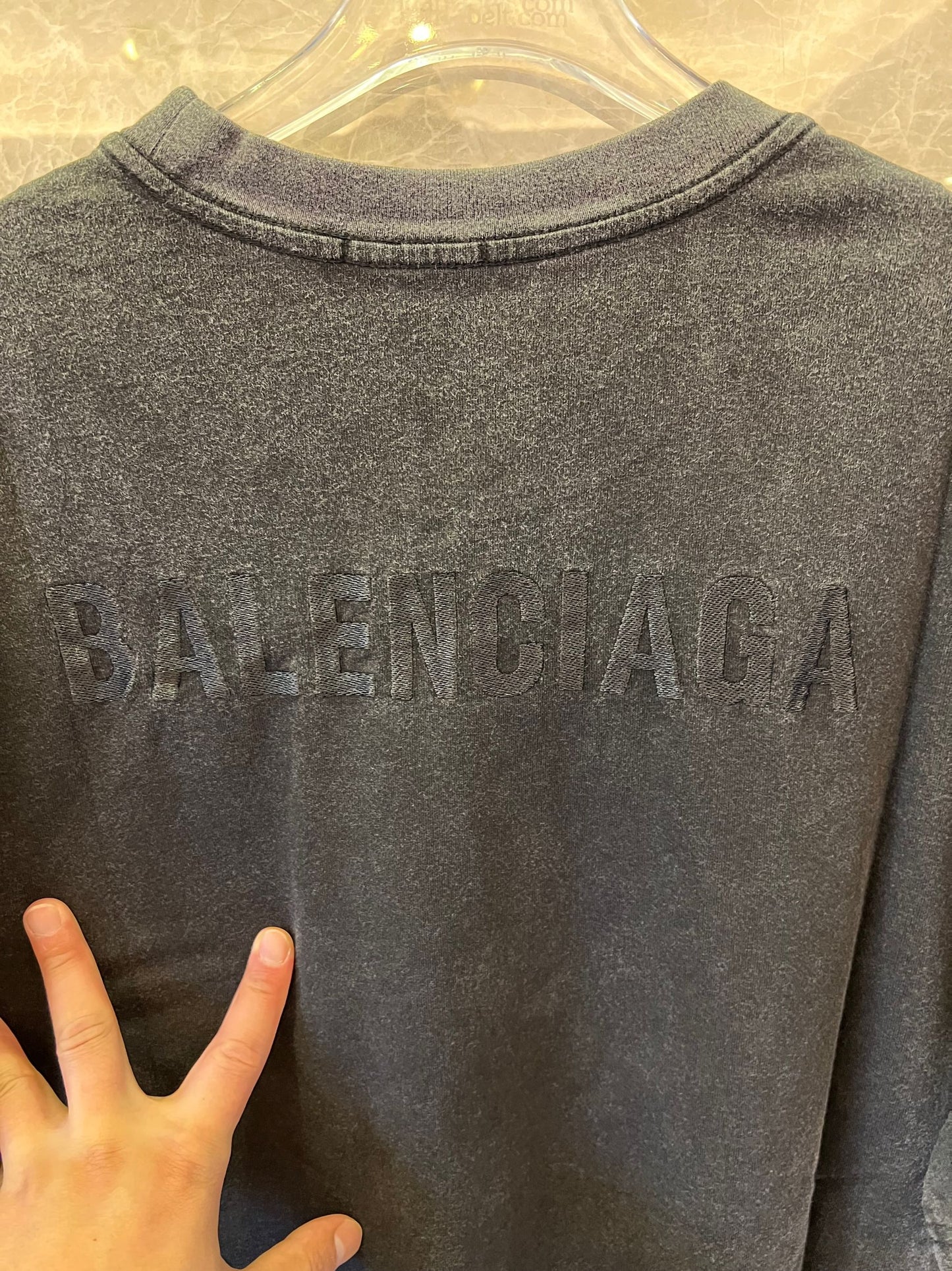 Balenciaga Gray T-shirt with Subtle Front and Back Logo
