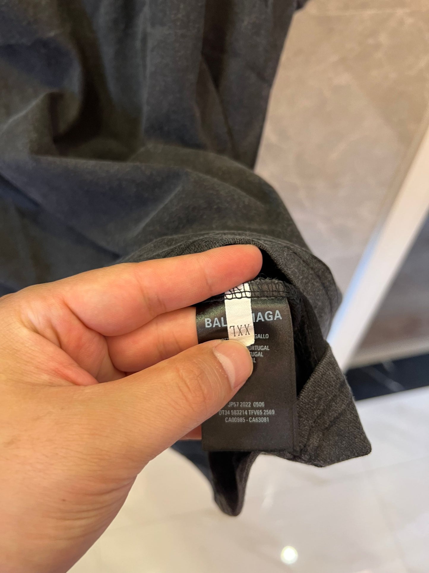 Balenciaga Gray T-shirt with Subtle Front and Back Logo