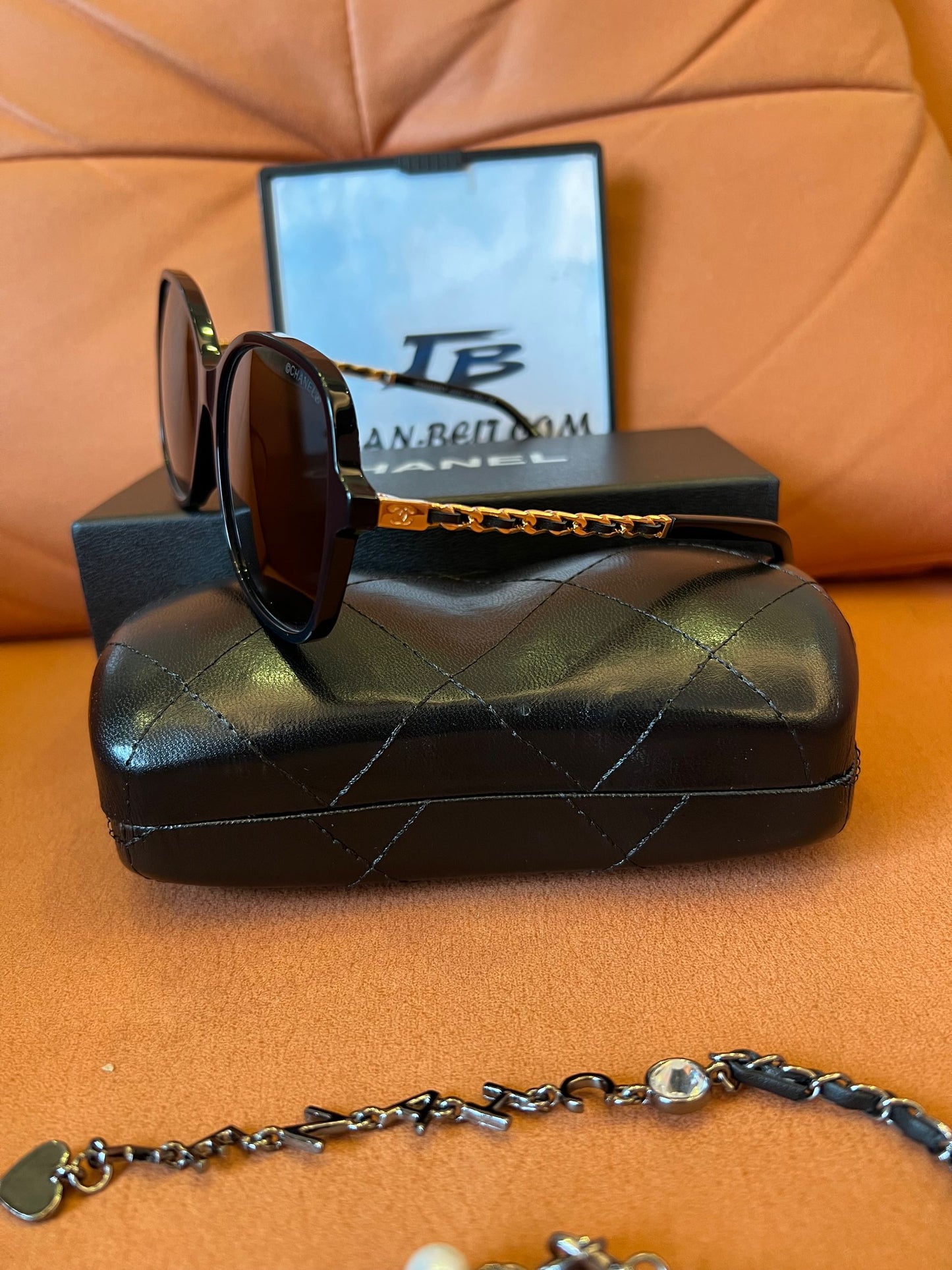 Chanel Quilted Chain-Link Sunglasses
