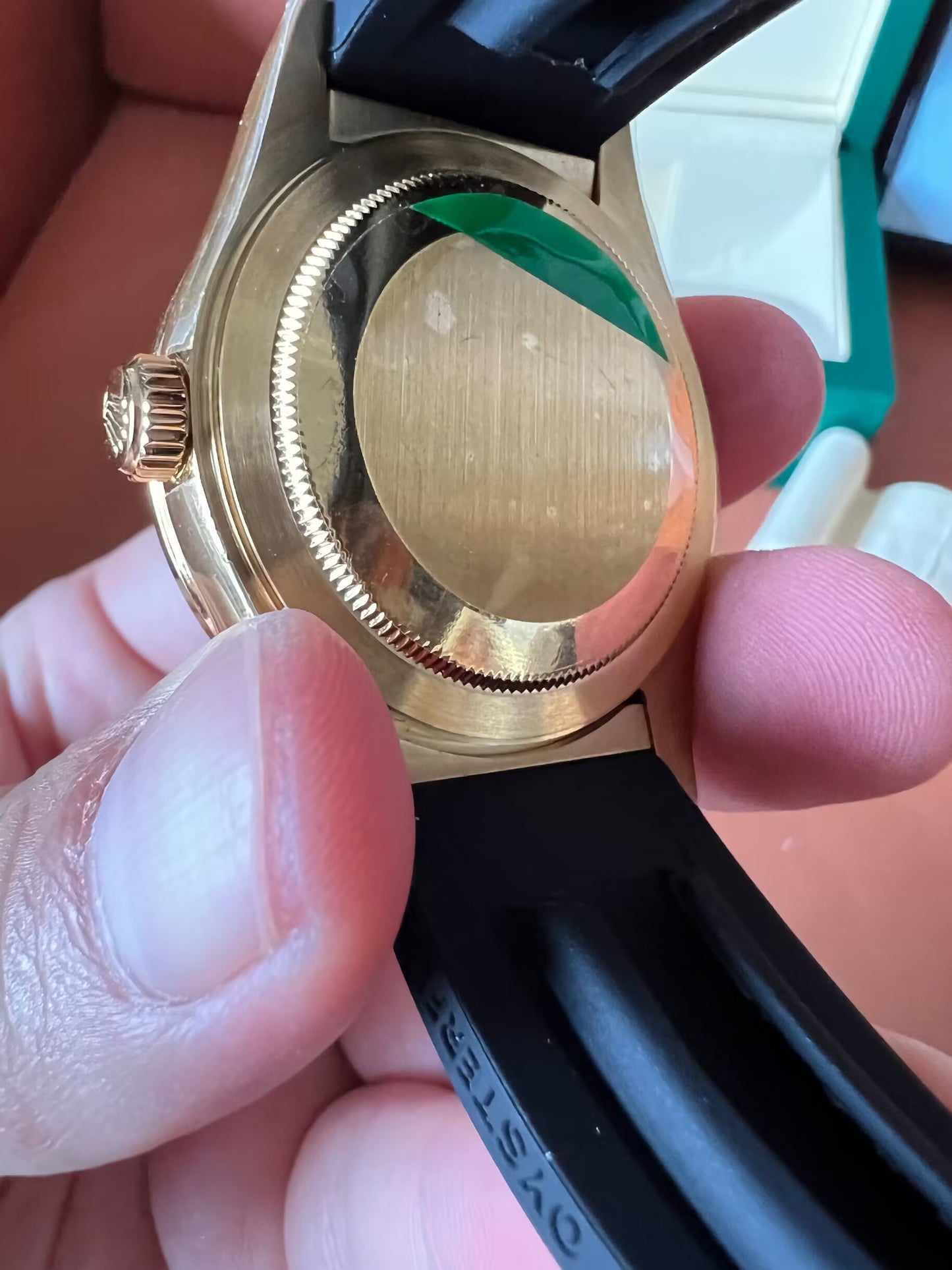 Rolex Sky-Dweller 18K gold with black dial and oysterflex strap