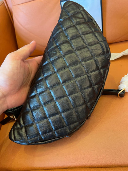 Chanel Aged Calfskin Quilted Waist Bag with Coin Purse Black