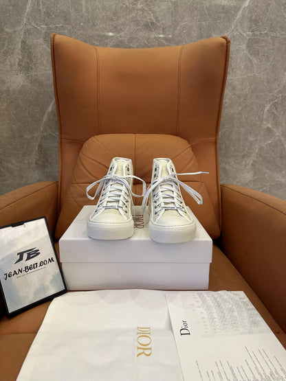 Zapatillas altas Dior B23 de lona blanca y encaje