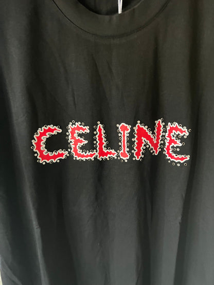 Celine Black T-shirt with Logo Detail