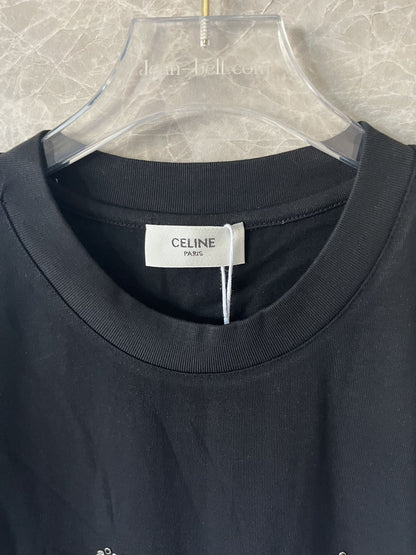 Celine Black T-shirt with Logo Detail